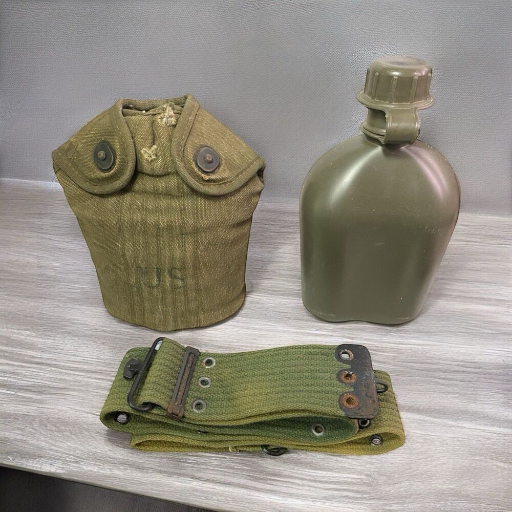 Vintage US Military Canteen With Cover 1957 & Strap M-191C *READ